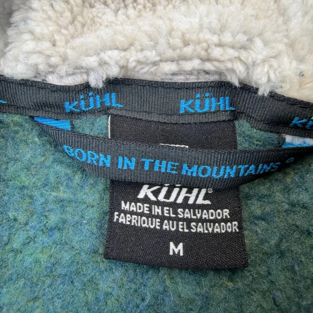 Kuhl Jacket Womens Medium Green Alfpaca Fleece Full Zip Hooded Sherpa Lined